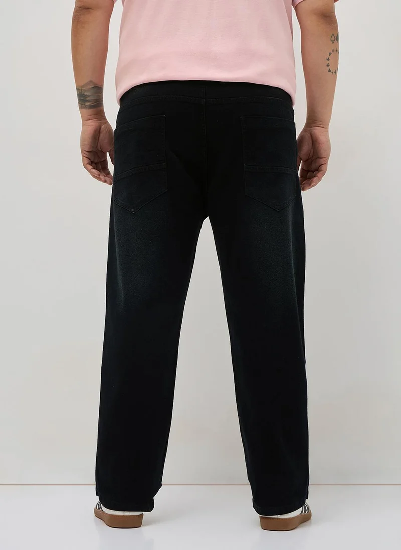 Urbano Fashion  Urbano Plus Men's Black Regular Fit Heavy Washed Denim Jeans Stretchable for Men | Best Price UAE